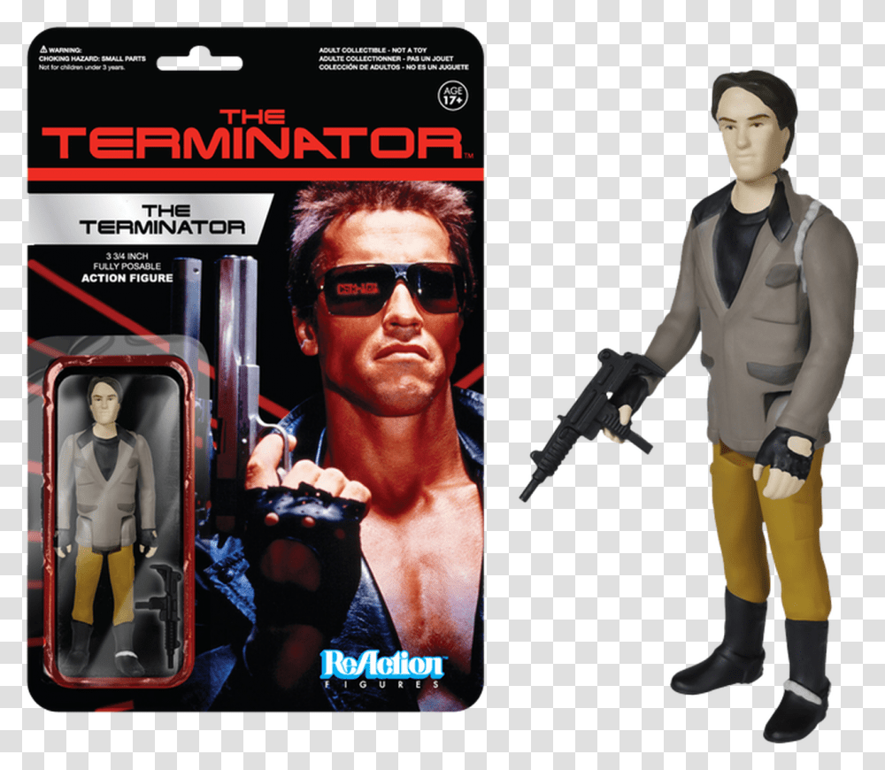 The Terminator Reaction Figure Fun3854 Terminator 1 Action Figure, Sunglasses, Person, Advertisement, Poster Transparent Png