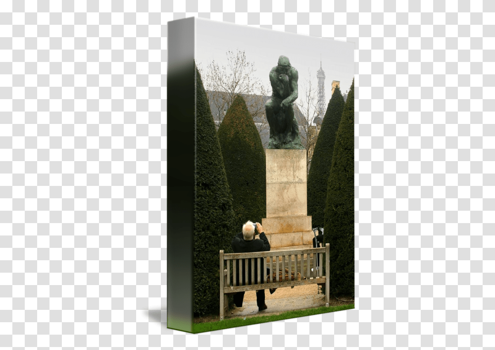 The Thinker By Andrew Mcrae Statue, Monument, Person, Bench, Plant Transparent Png