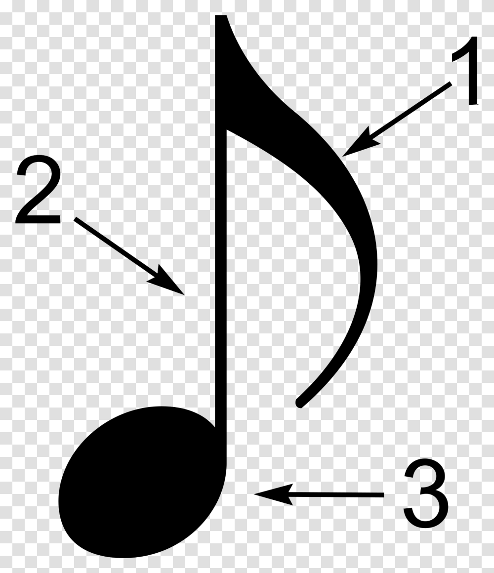 The Three Parts Of A Music Note Are The Head The Stem Parts Of A Note, Gray Transparent Png