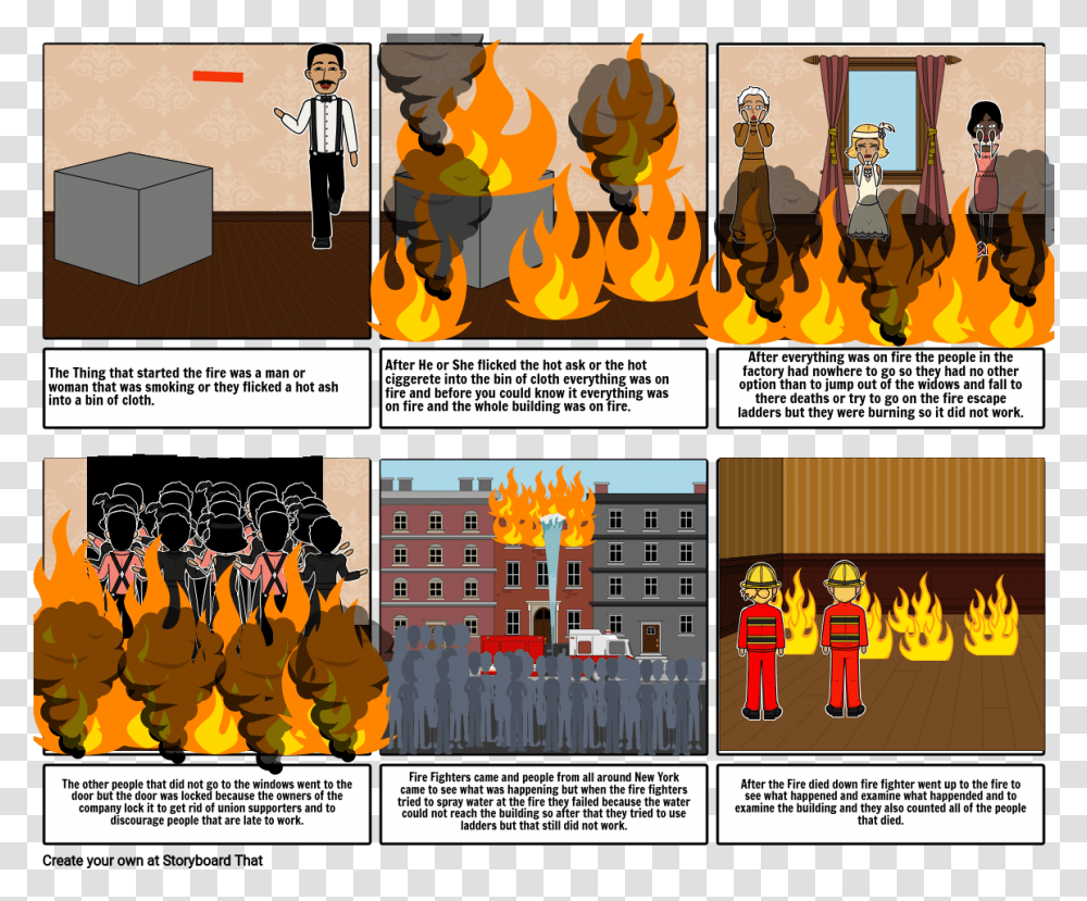 The Triangle Fire Storyboard By 78245c4e Triangle Fire Ladder Escape, Comics, Book, Person, Human Transparent Png
