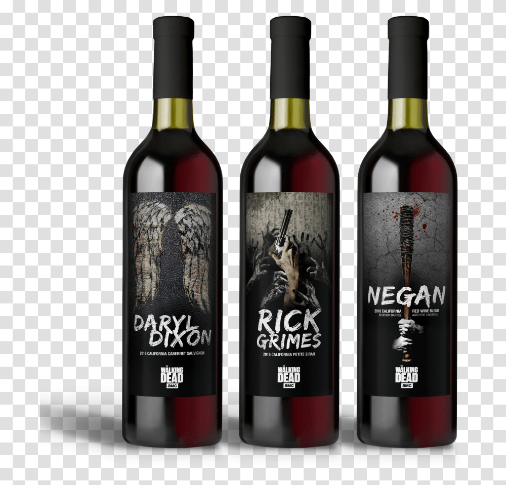 The Trio Of Ampldquo Walking Dead Rick Label Wine, Alcohol, Beverage, Drink, Bottle Transparent Png