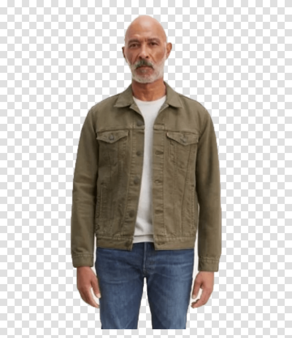 The Trucker Jacket Olive Night CanvasClass Lazyload Levis Canvas Trucker Jacket, Apparel, Coat, Person Transparent Png