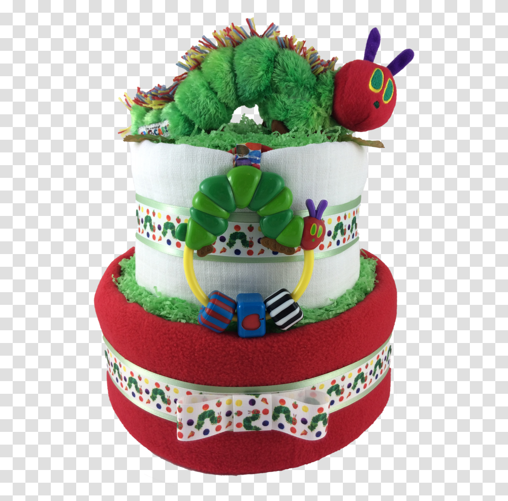 The Very Hungry Caterpillar Hungry Caterpillar Nappy Cake, Birthday Cake, Dessert, Food, Toy Transparent Png