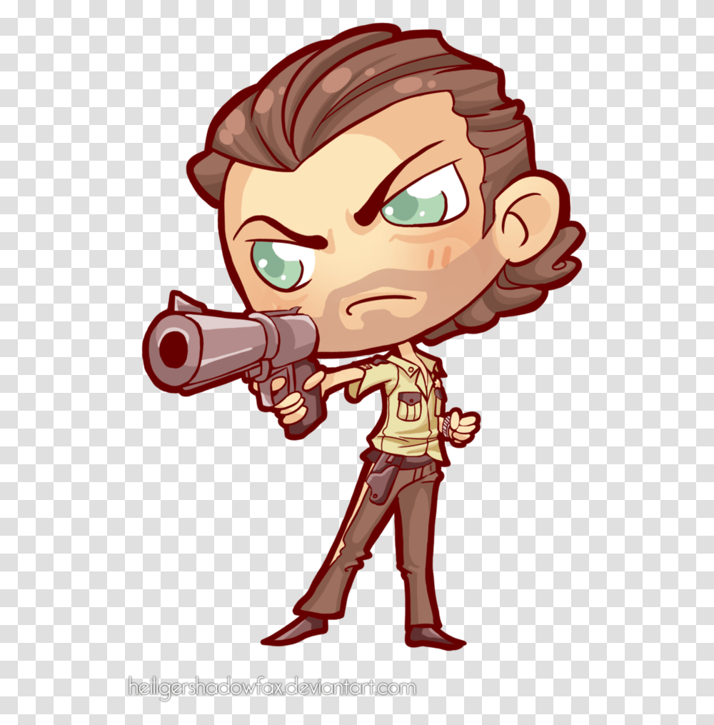 The Walking Chibi Dead Rick The Walking Dead, Label, Weapon, Person Transparent Png