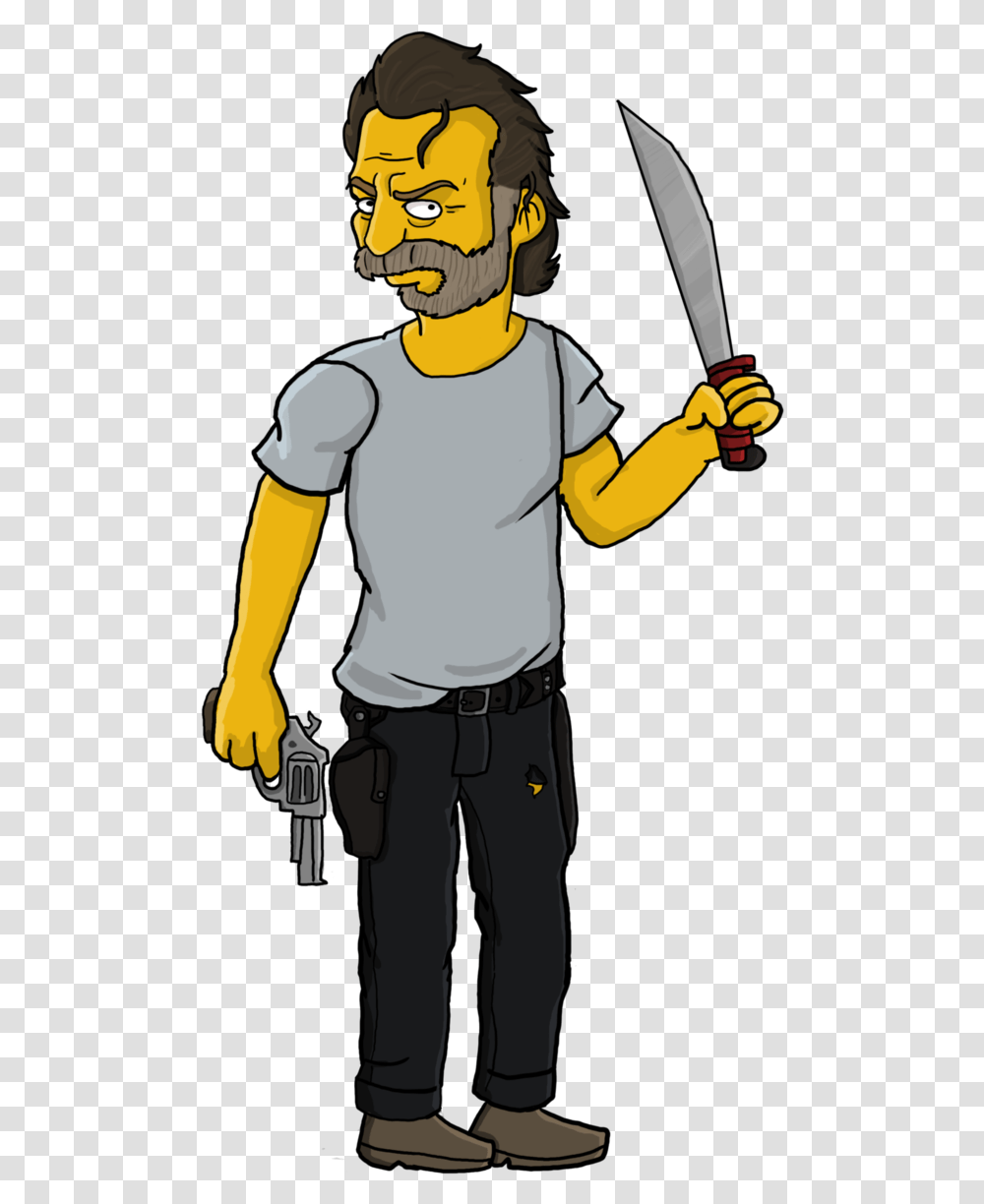 The Walking Dead Clipart Rick Grimes Walking Dead Los Simpson, Person, Sleeve, People Transparent Png