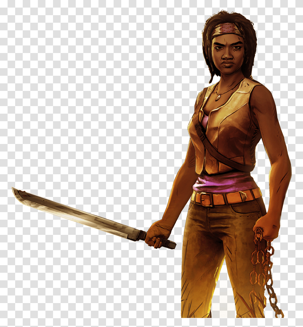 The Walking Dead Michonne Game Giant Bomb Telltale Walking Dead Michonne, Person, Duel, Sword, Blade Transparent Png