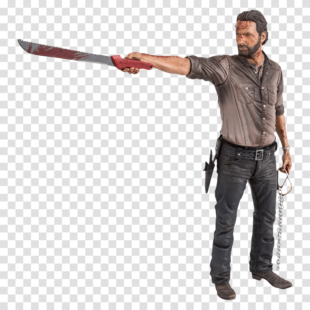 The Walking Dead Rick Rick Grimes Figure, Person, Human, Weapon, Weaponry Transparent Png