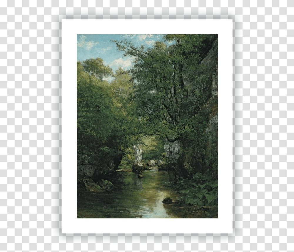 The Water Stream La Brme Gustave Courbet Forest, Painting, Outdoors, Nature Transparent Png