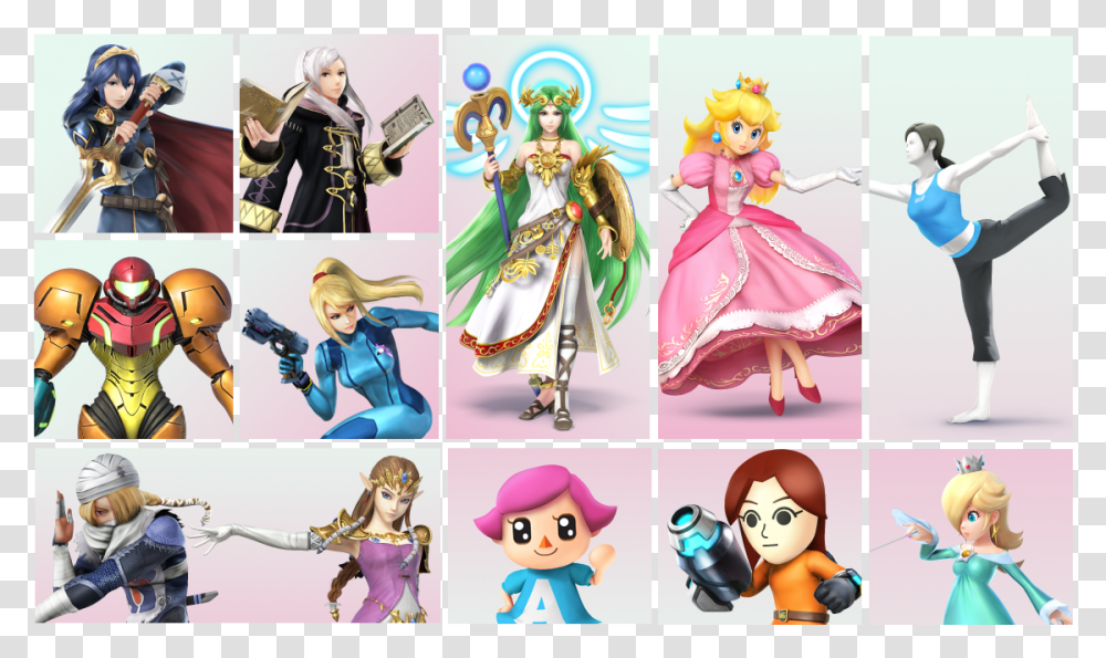 The Women Of Smash The Original Smash Bros All Female Smash Bros Characters, Doll, Toy, Person, Human Transparent Png