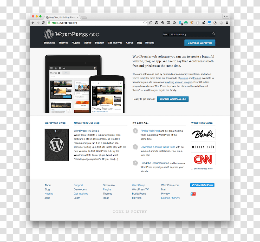 The Wordpress Project Homepage Go To Website Call To Action, File, Webpage, Electronics Transparent Png