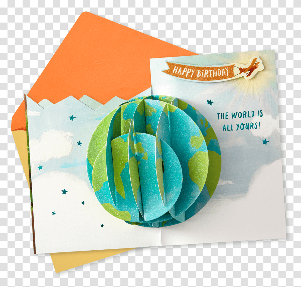 The World Is Yours Pop Up Birthday Card Graphic Design, Paper, Advertisement, Poster, Flyer Transparent Png