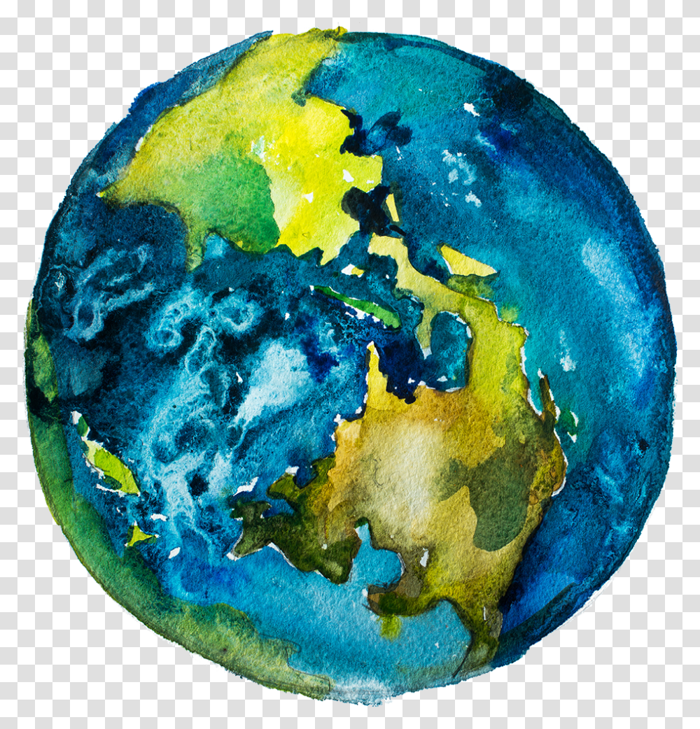 The World Of Bais Chana Globe Watercolor, Outer Space, Astronomy, Universe, Planet Transparent Png