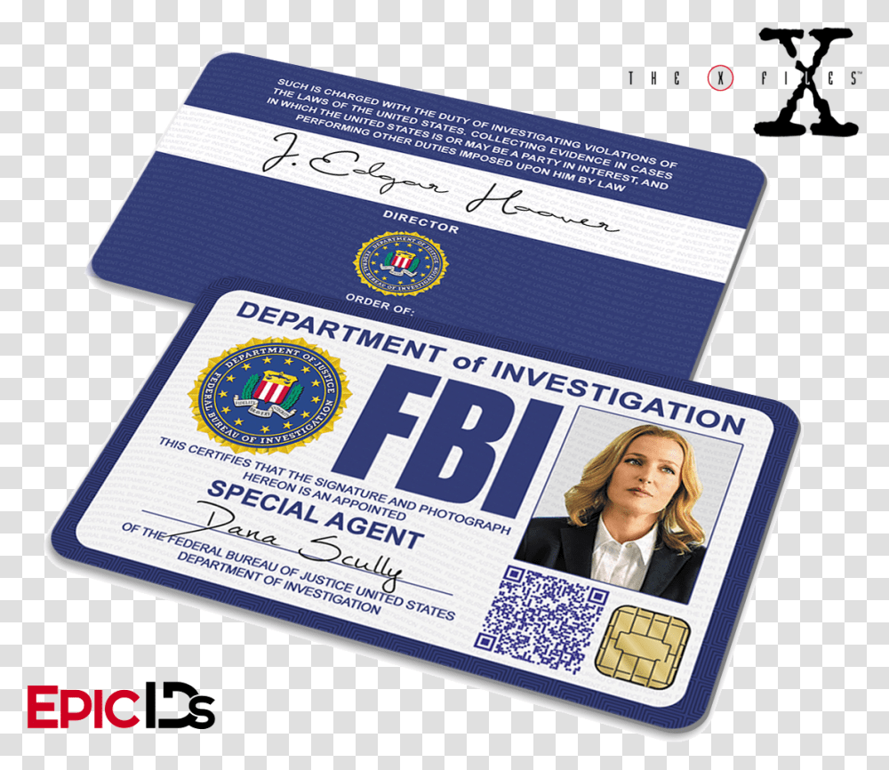 The X Files Inspired Dana Scully Fbi Special Agent Fbi Special Agent Id, Person, Human, Id Cards Transparent Png