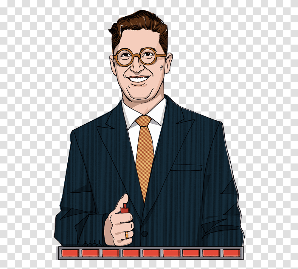 The You Tomorrow Jeopardy Cartoon, Tie, Accessories, Person, Suit Transparent Png