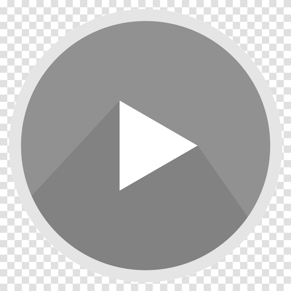The Youtube Logo Icon Grey Free Circle, Tape, Text, Triangle, Label Transparent Png