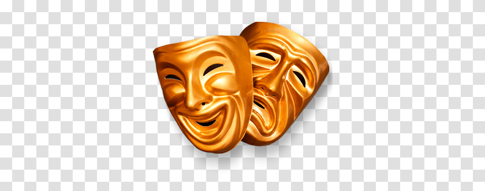 Theatre Mask Gold Gold Drama Masks, Carnival, Crowd, Parade, Mardi Gras Transparent Png