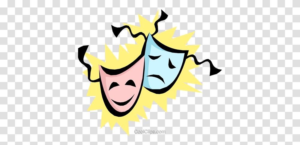Theatrical Masks Royalty Free Vector Clip Art Illustration, Poster, Advertisement, Paper Transparent Png