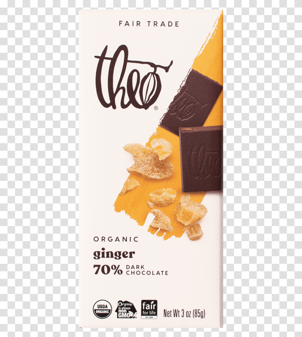 Theo Ginger 70 Dark Chocolate 3 Oz Theo Chocolate, Sweets, Food, Dessert Transparent Png