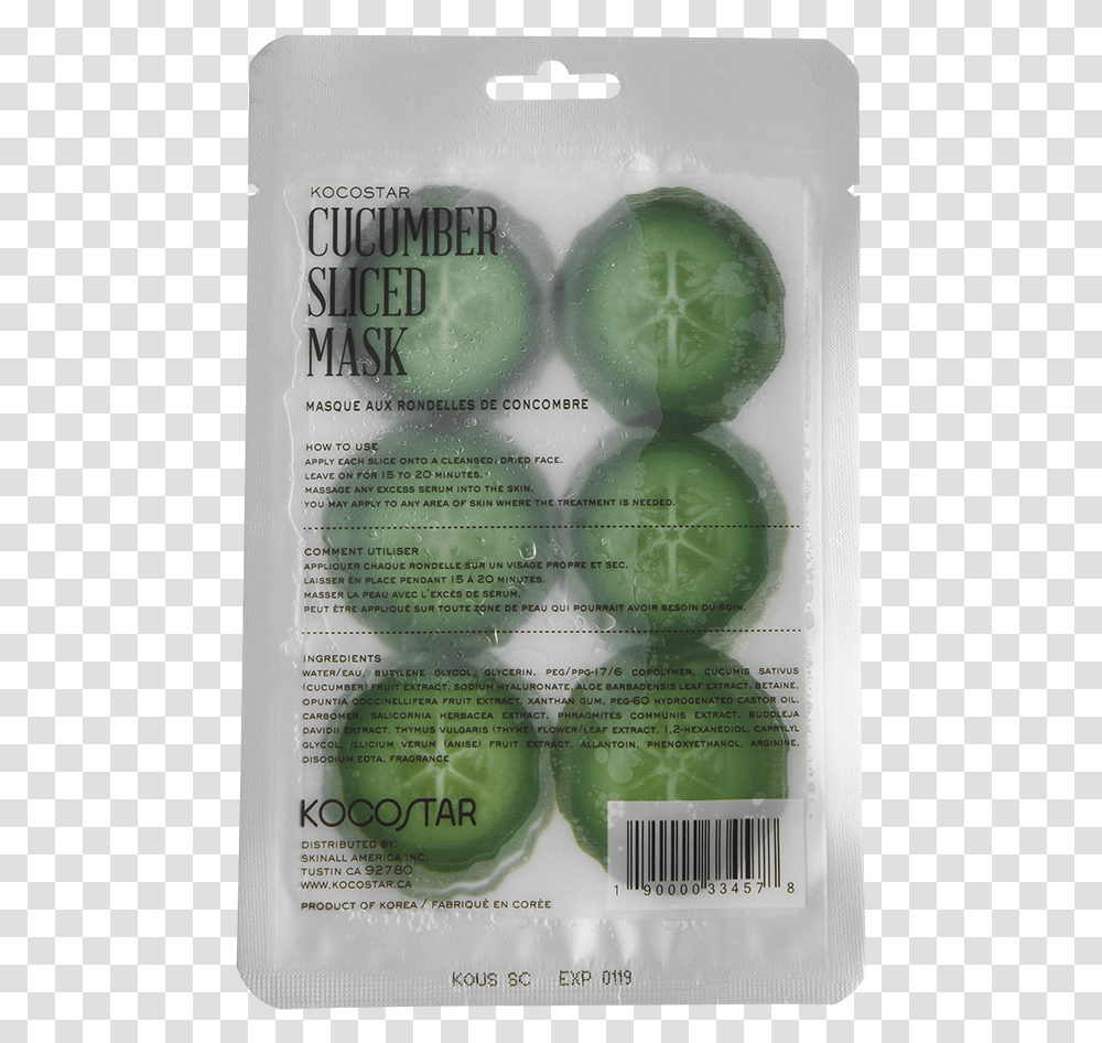 Therapy Sliced Mask Cucumber Kocostar Cucumber Slice Mask, Plant, Advertisement, Poster, Sphere Transparent Png