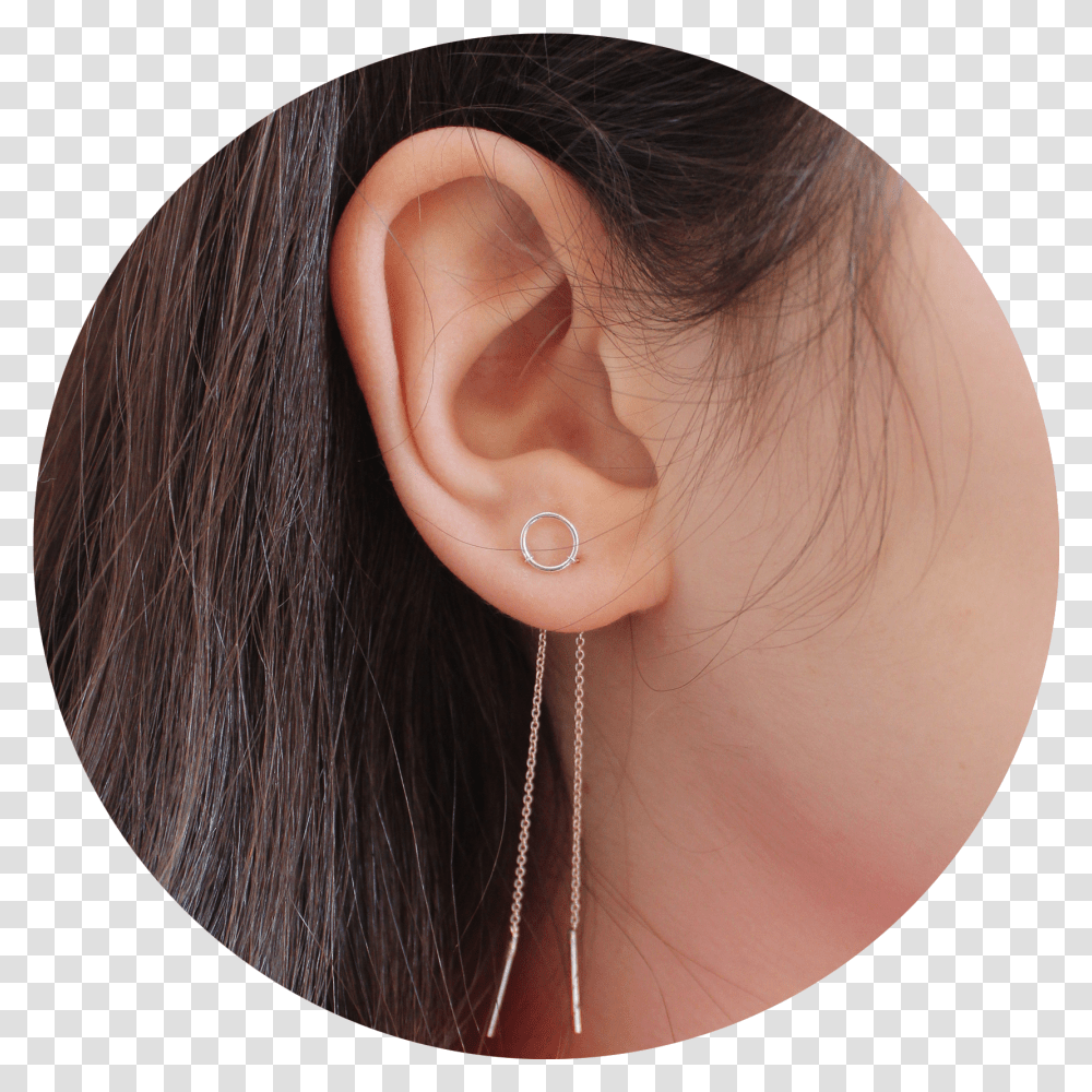 There Is A Girl With Dark Brown Hair Earrings Transparent Png