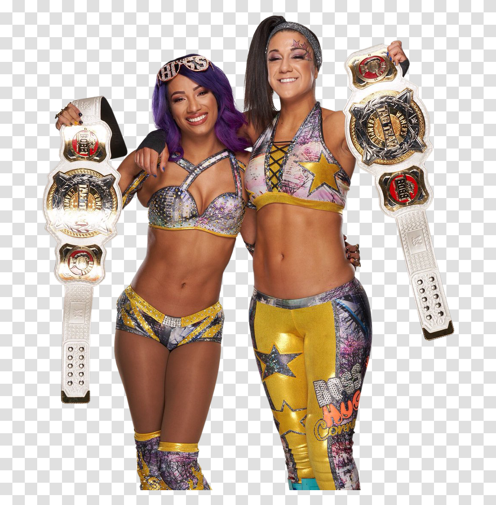 There Is Another Womenquots Match At Wrestlemania Bayley And Sasha Banks New, Person, Costume, Crowd Transparent Png