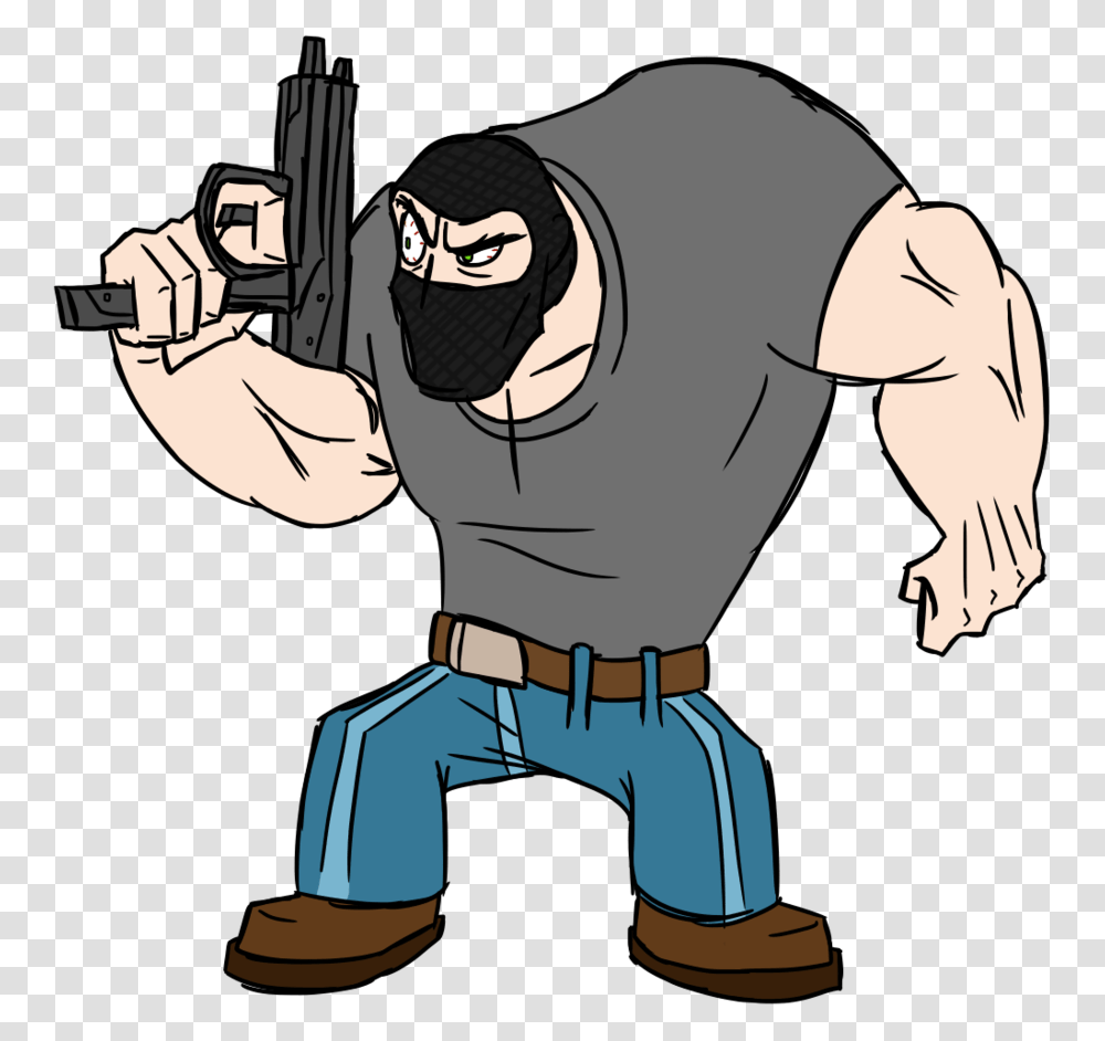 Thief Robber Cartoon Thief With Gun, Ninja, Hand, Person, Human Transparent Png