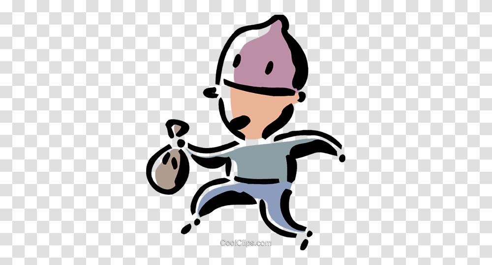 Thief Sneaking Away Royalty Free Vector Clip Art Illustration, Stencil, Drawing, Doodle Transparent Png