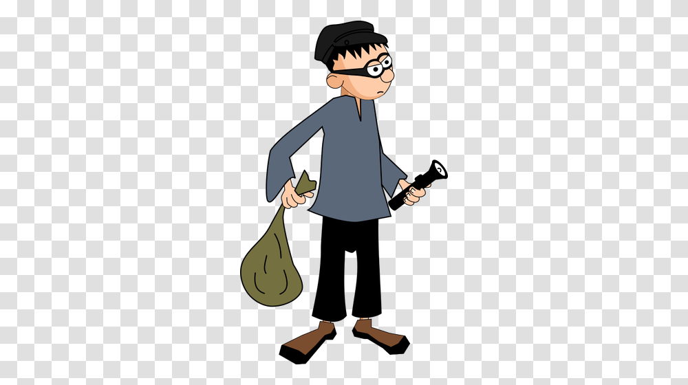 Thief With Bag And Flashlight, Sleeve, Long Sleeve, Person Transparent Png
