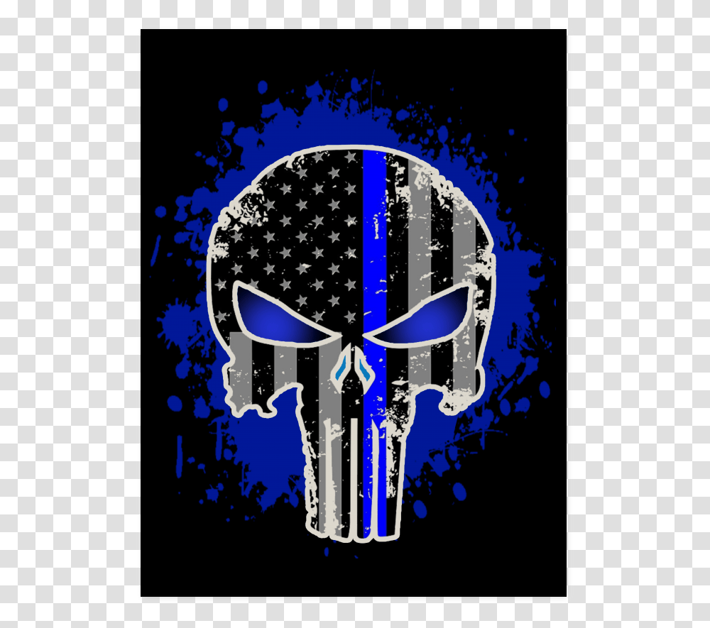 Thin Blue Line Flag Skull, Logo Transparent Png
