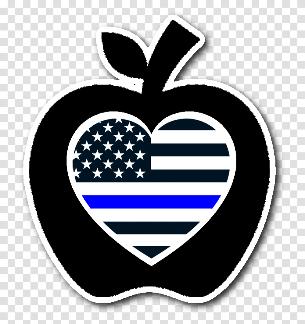 Thin Blue Line Heart Flag Apple Flag Happy 4th Of July, Symbol, Dynamite, Bomb, Weapon Transparent Png