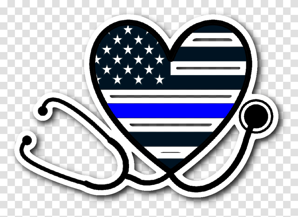 Thin Blue Line Heart Stethoscope Nurse And Police Support She Saves Lives He Protects Them, Logo, Trademark, Rug Transparent Png