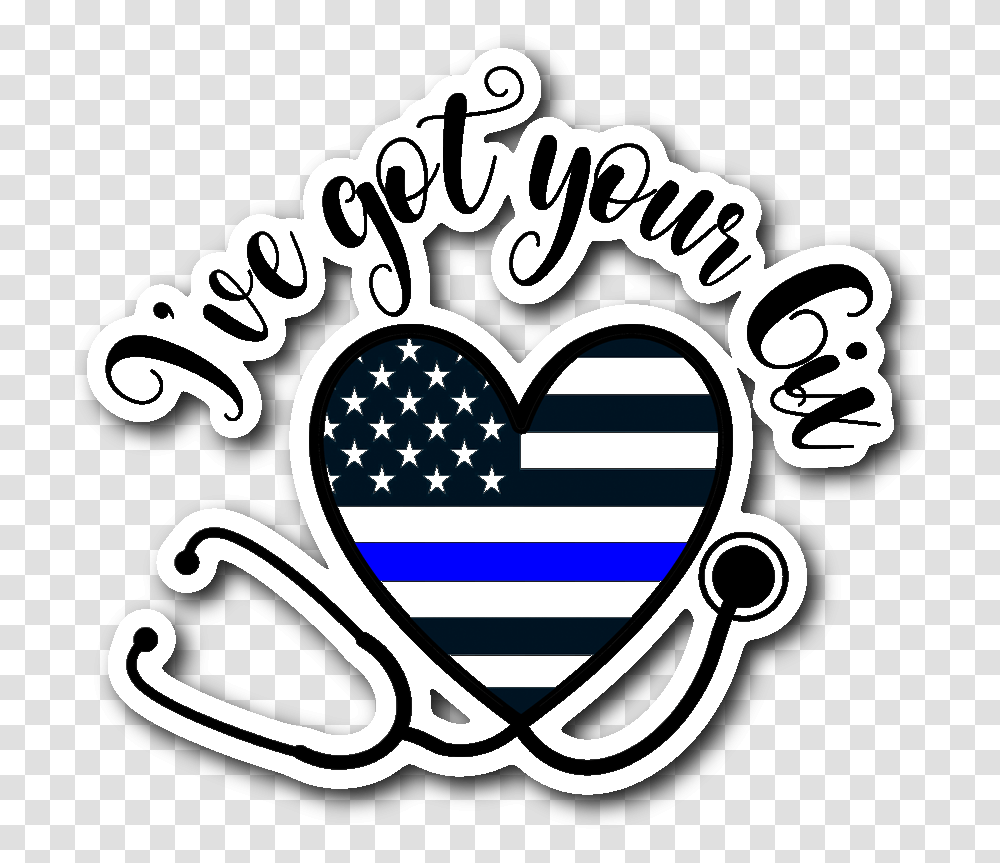 Thin Blue Line Heart Stethoscope Thin Blue Line Stethoscope, Symbol, Text, Label, Logo Transparent Png