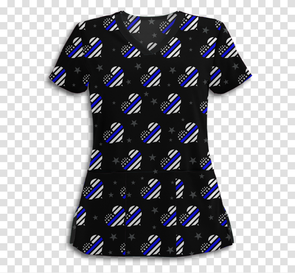 Thin Blue Line Hearts Athletic Scrub Top - Brave New Look Thin Blue Line Scrubs, Clothing, Apparel, Tie, Accessories Transparent Png