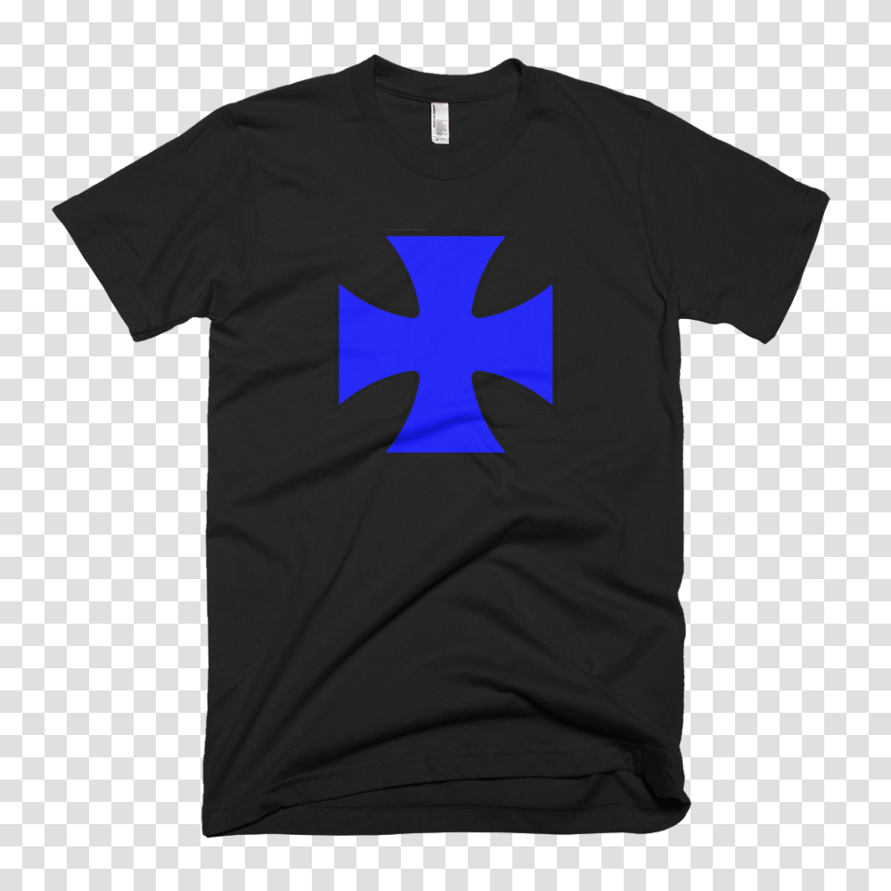 Thin Blue Line Iron Cross T Shirt Police Life, Apparel, T-Shirt Transparent Png