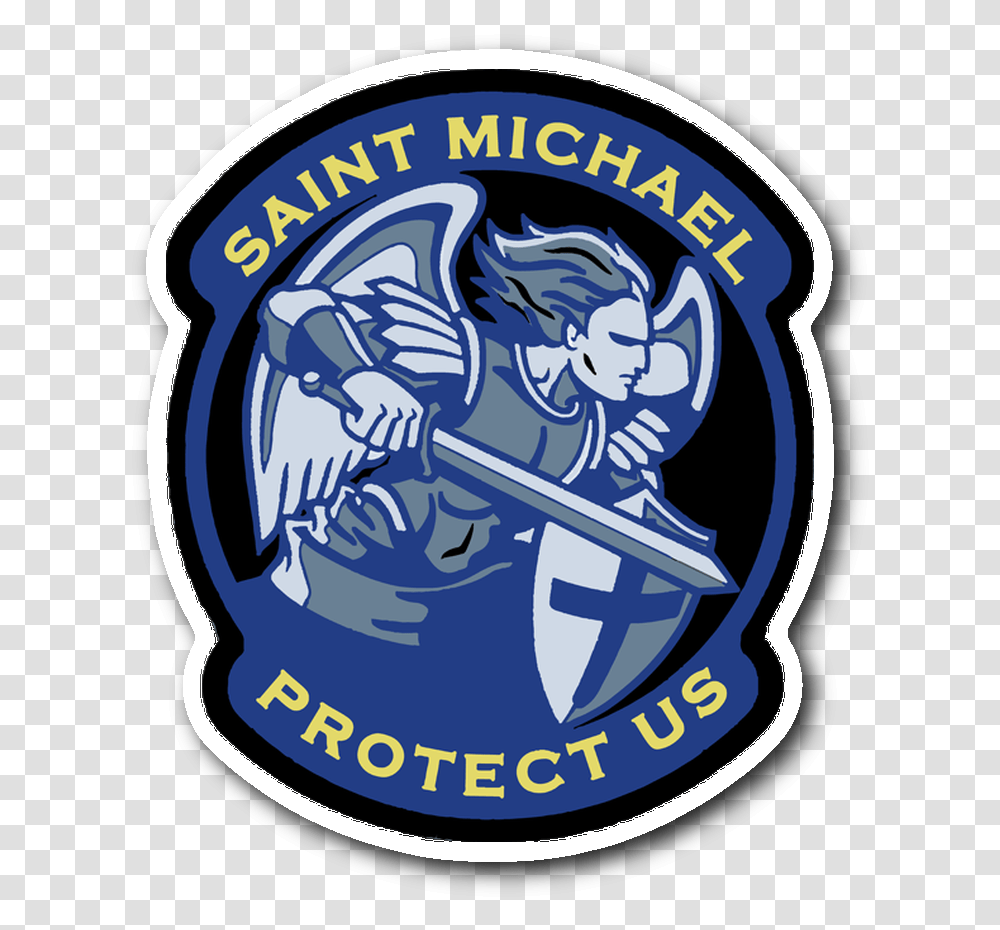 Thin Blue Line Police Badge Protect And Serve Metal Novelty Saint Michael Protect Us, Symbol, Logo, Trademark, Emblem Transparent Png