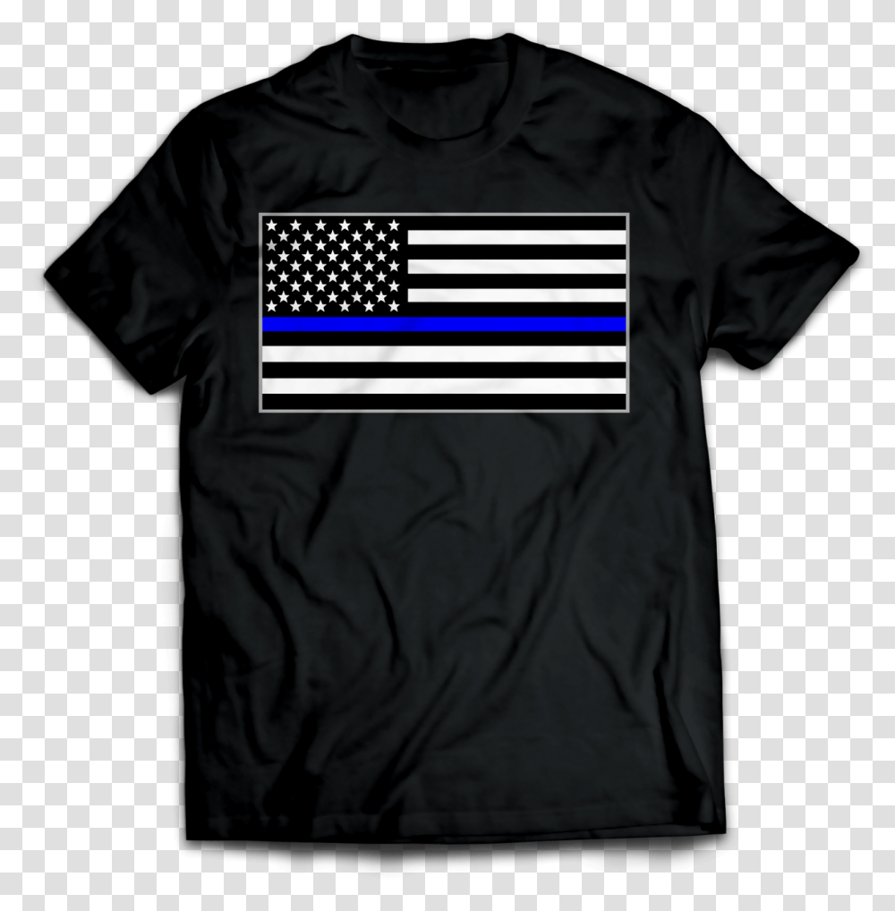 Thin Blue Line Police Flag T Shirt, Apparel, T-Shirt Transparent Png