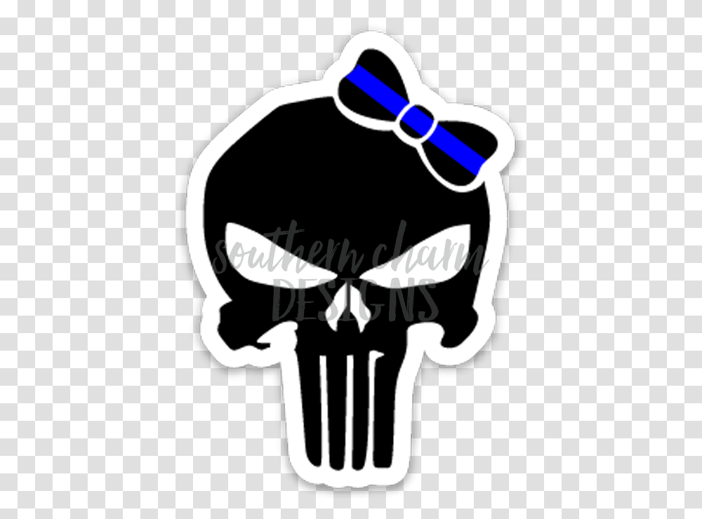 Thin Blue Line Punisher Bow Decal, Stencil, Logo, Trademark Transparent Png
