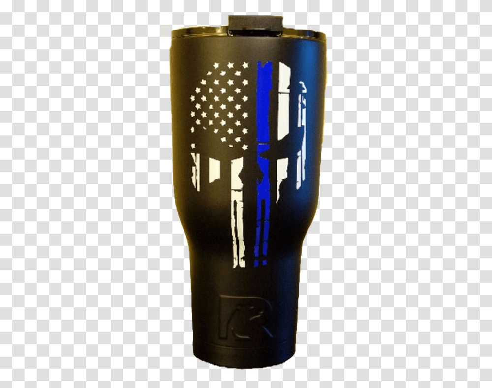 Thin Blue Line Punisher Skull Tumbler Custom Dunn Designs Blue Lives Matter Flag Background, Beverage, Drink, Alcohol, Beer Transparent Png