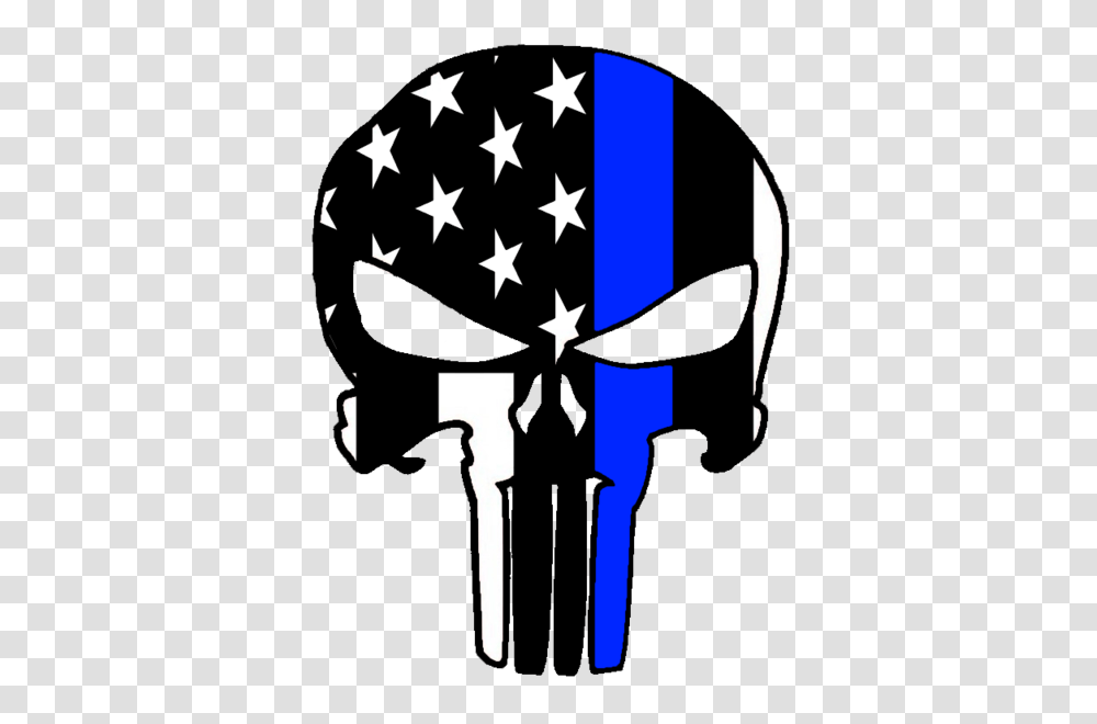 Thin Blue Line Punisher Sticker, Flag, Star Symbol, Silhouette Transparent Png
