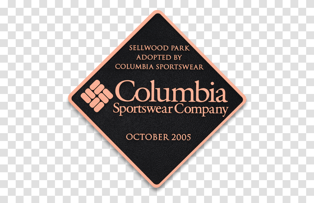 Thin Copper Plaque Columbia Sportswear Company, Label, Triangle, Sticker Transparent Png