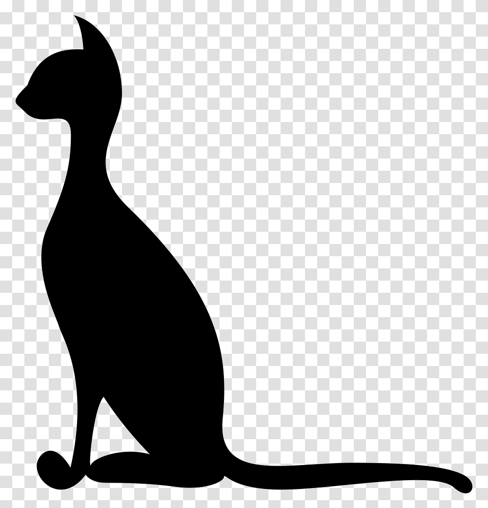 Thin Elegant Cat Black Side Silhouette Comments Elegant Cat Icon, Animal, Mammal, Pet, Kangaroo Transparent Png