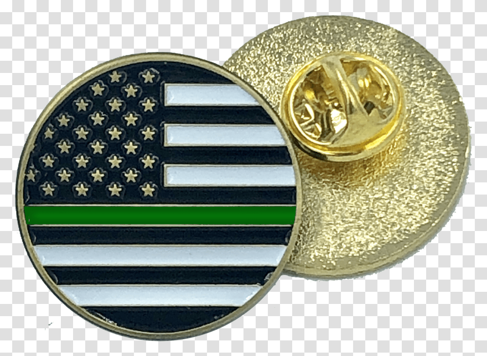 Thin Green Line Pin American Flag Army Security Border Flag Of The United States, Gold, Emblem, Accessories Transparent Png