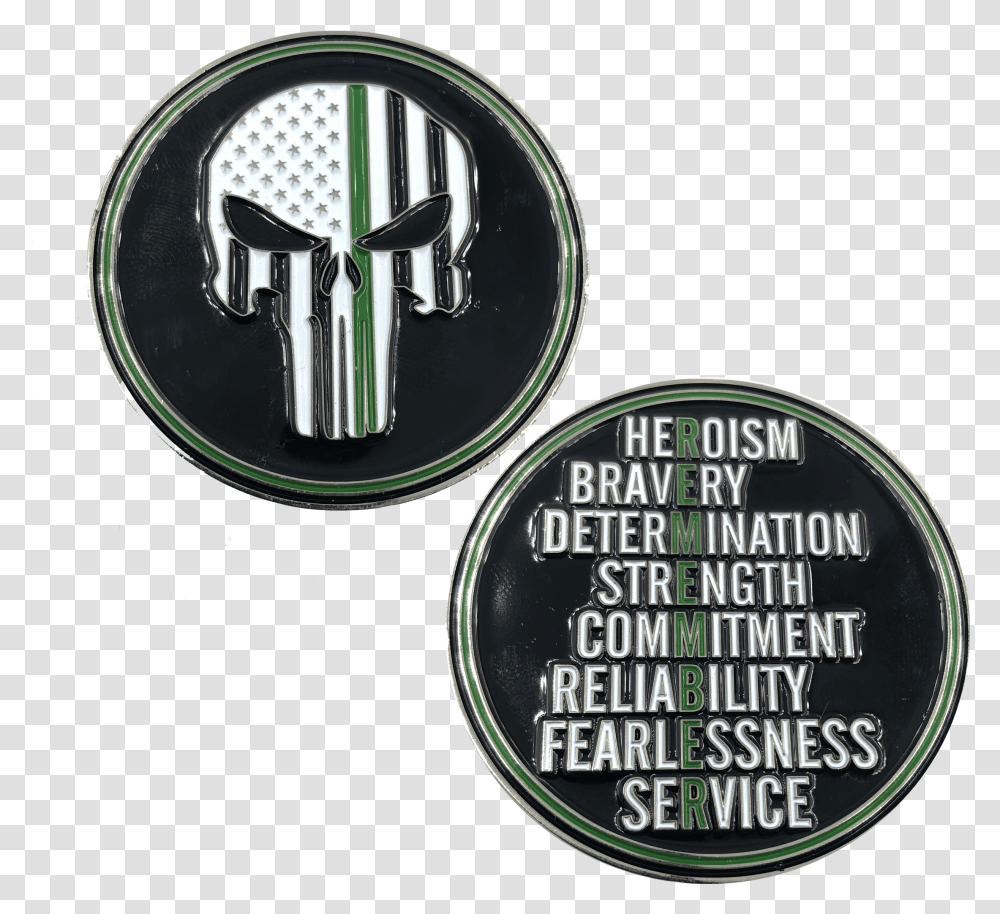 Thin Green Line Punisher Remember Challenge Coin Border Green Border Patrol Logo, Symbol, Trademark, Word, Emblem Transparent Png