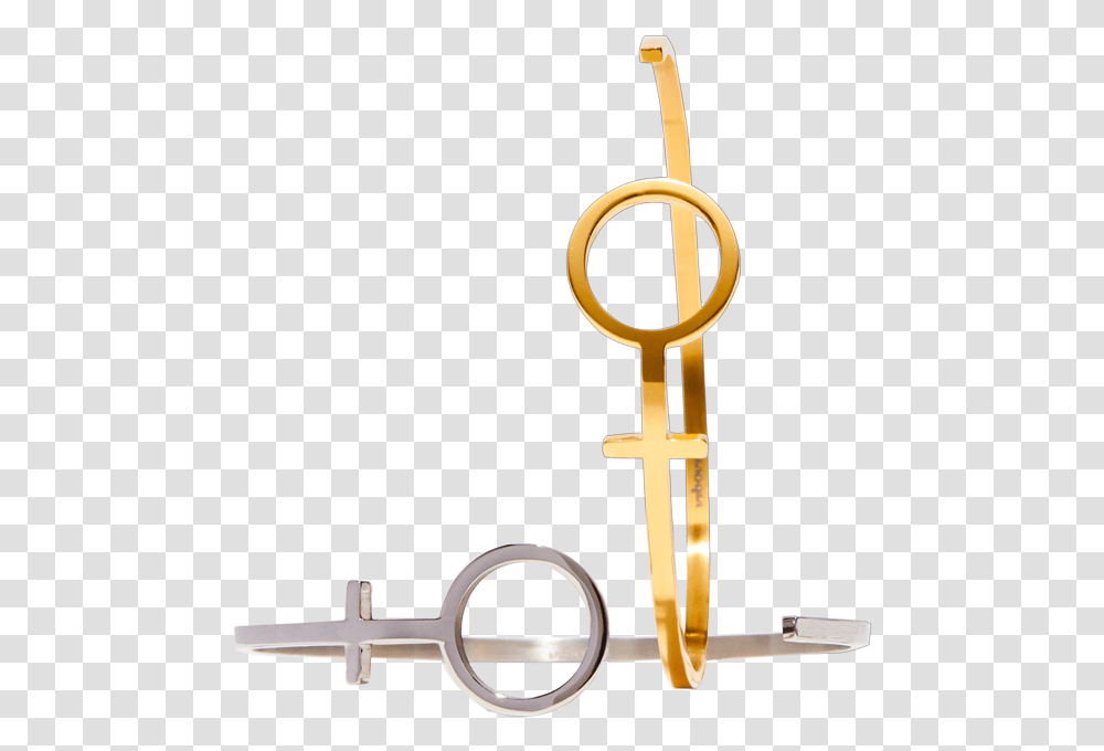 Thin Metal Bangles With Venus Symbol In Gold And Silver Circle, Scissors, Blade, Weapon, Weaponry Transparent Png