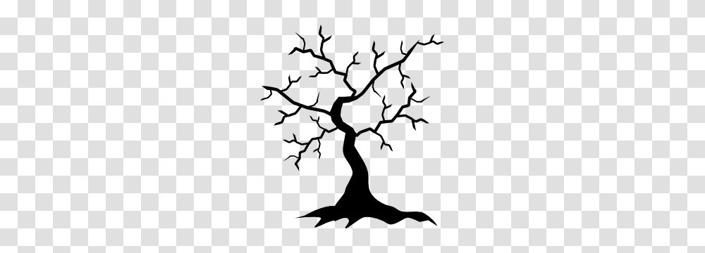 Thin Oak Tree Without Leaves Sticker, Plant, Stencil, Root, Bird Transparent Png
