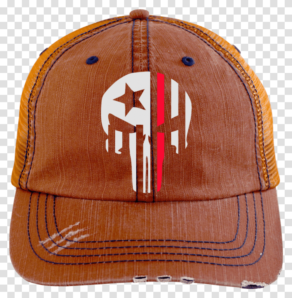 Thin Red Line Punisher Skull Fireman 1cross 3 Nails 4given, Clothing, Apparel, Baseball Cap, Hat Transparent Png