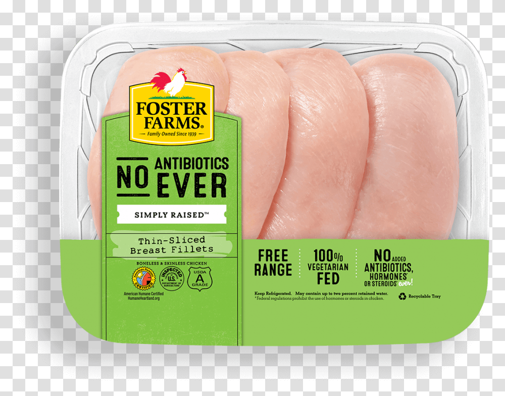 Thin Sliced Boneless Skinless Breast Fillets With No Foster Farms No Antibiotics Ever, Food, Pork, Ham, Plant Transparent Png