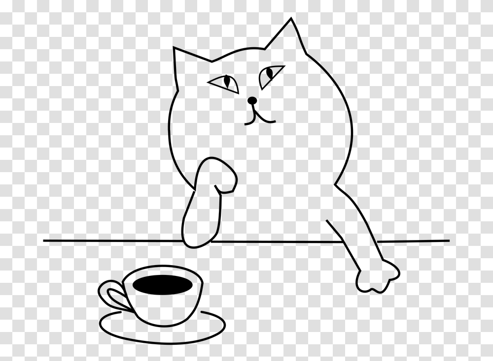 Think About Cafe Coffee Cat Cartoon Cartoon Cat Thinking, Gray, World Of Warcraft, Halo Transparent Png