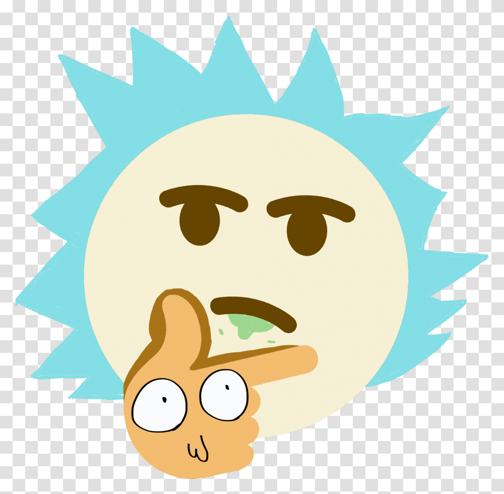 Think And Morting Thinking Rick And Morty Discord Emoji, Label, Text, Outdoors, Nature Transparent Png