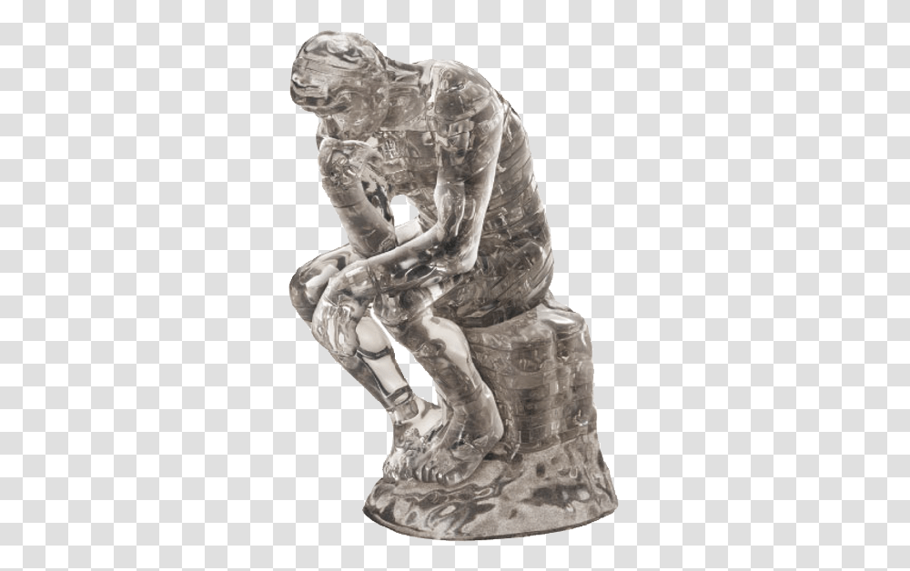 Thinker 3d Crystal Jigsaws Thinker Puzzle, Person, Figurine, Leisure Activities, Kneeling Transparent Png